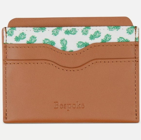 Bespoke Men's Mini Wallet Brown Tan Green Pineappl - Picture 1 of 1